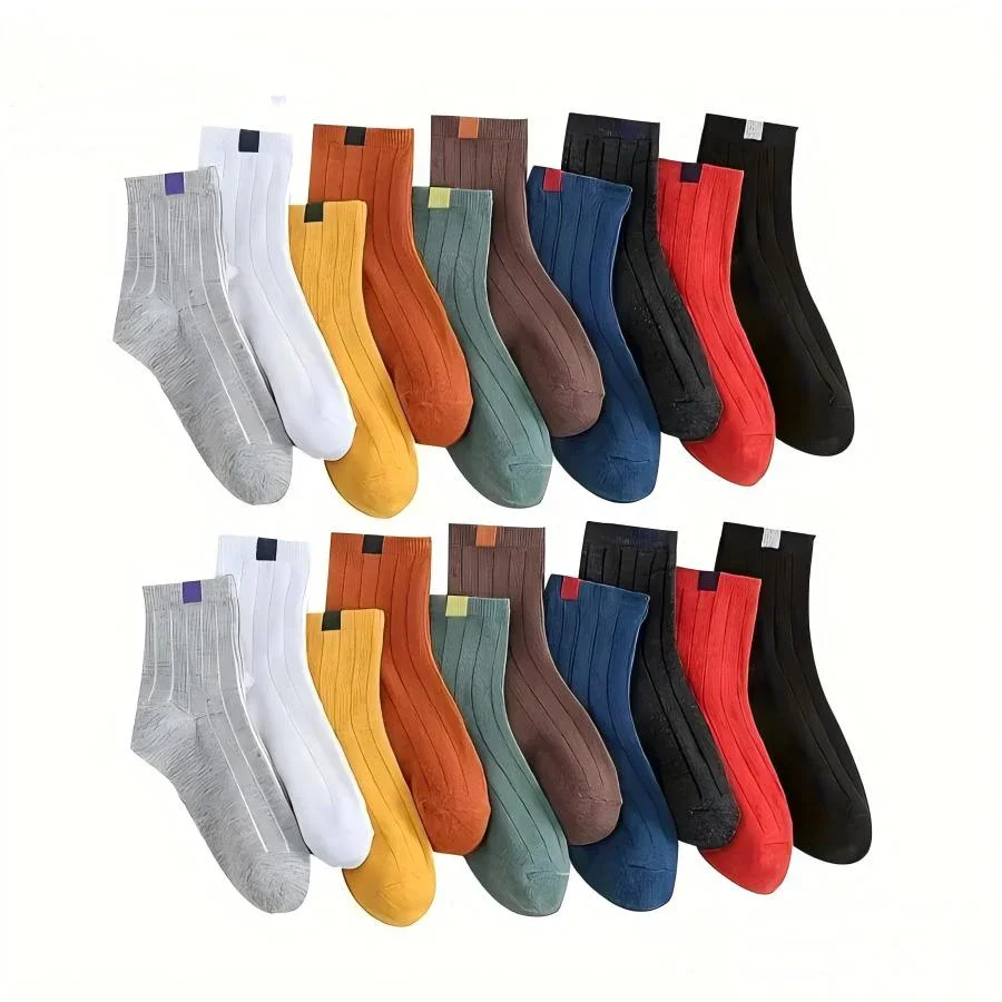 

10 Pairs Multi-Color Socks,Comfortable Breathable Soft Crew Socks For Workout,Casual Walking, Running,Sports,Women's Socks