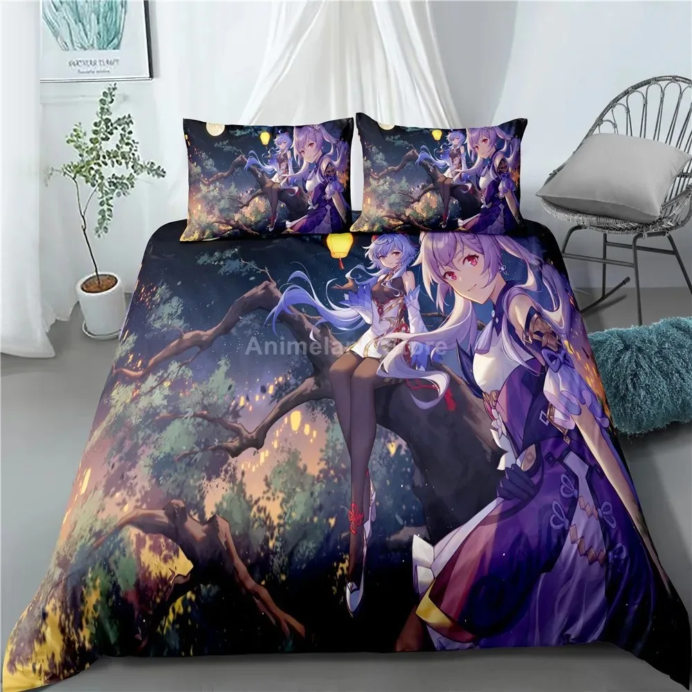 

Genshin Impact Bedding Set Game Print Duvet Cover Quilt Soft Duvet Cover Sets Home Textile Queen King Size Girl Kids Room Decor