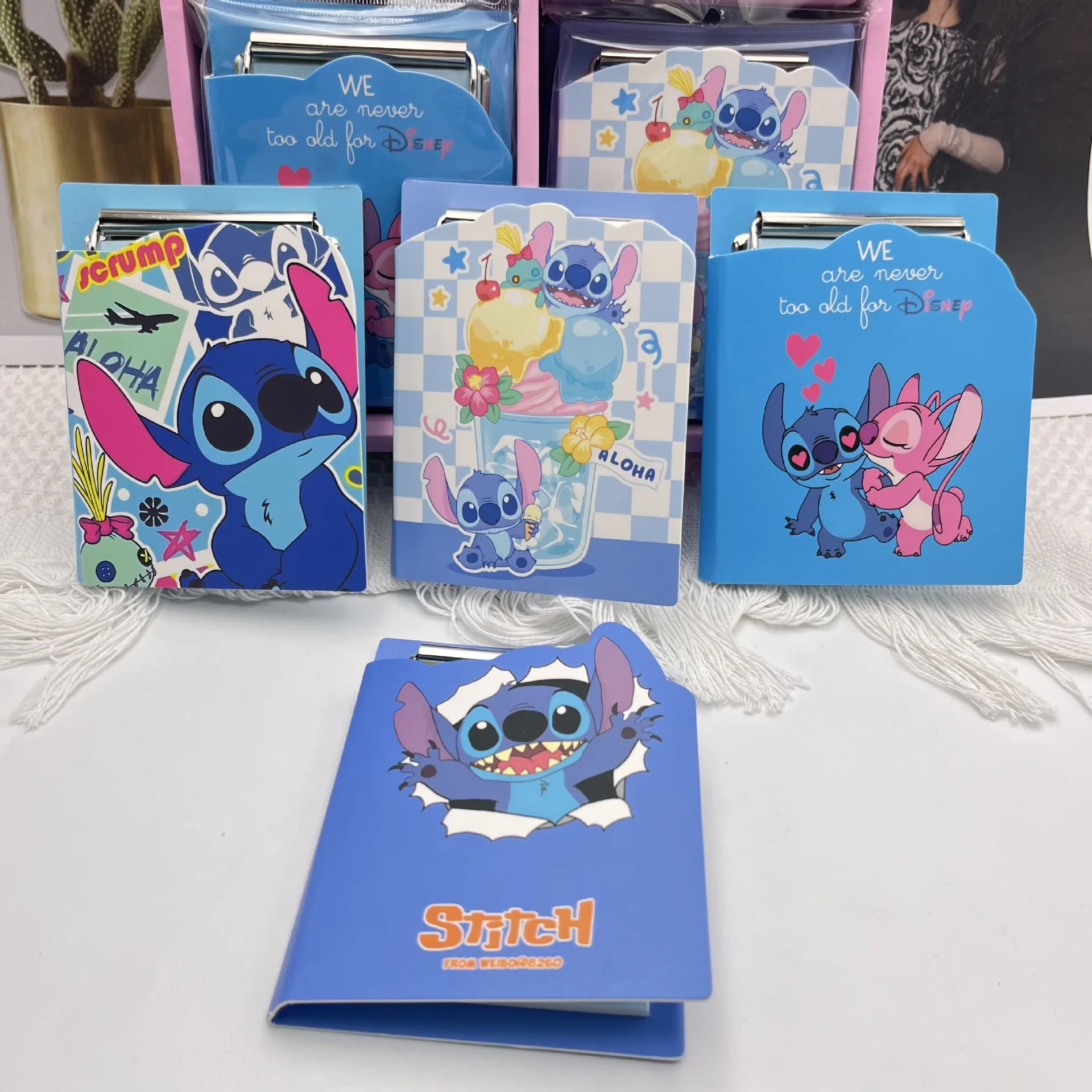 Disney Cute Stitch Notebook with Splint Cartoon Mini Portable Pocket Notepad Diary Tearable Office Student School Supplies