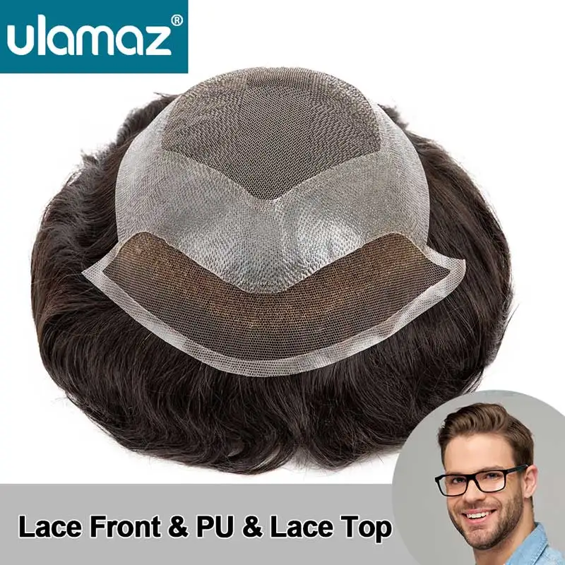 

Lace Front Man Wig Human Hair Toupee Hair Men Bleach Knots Male Hair Prosthesis Lace Pu Hair System For Man Natural Lace Wig Men