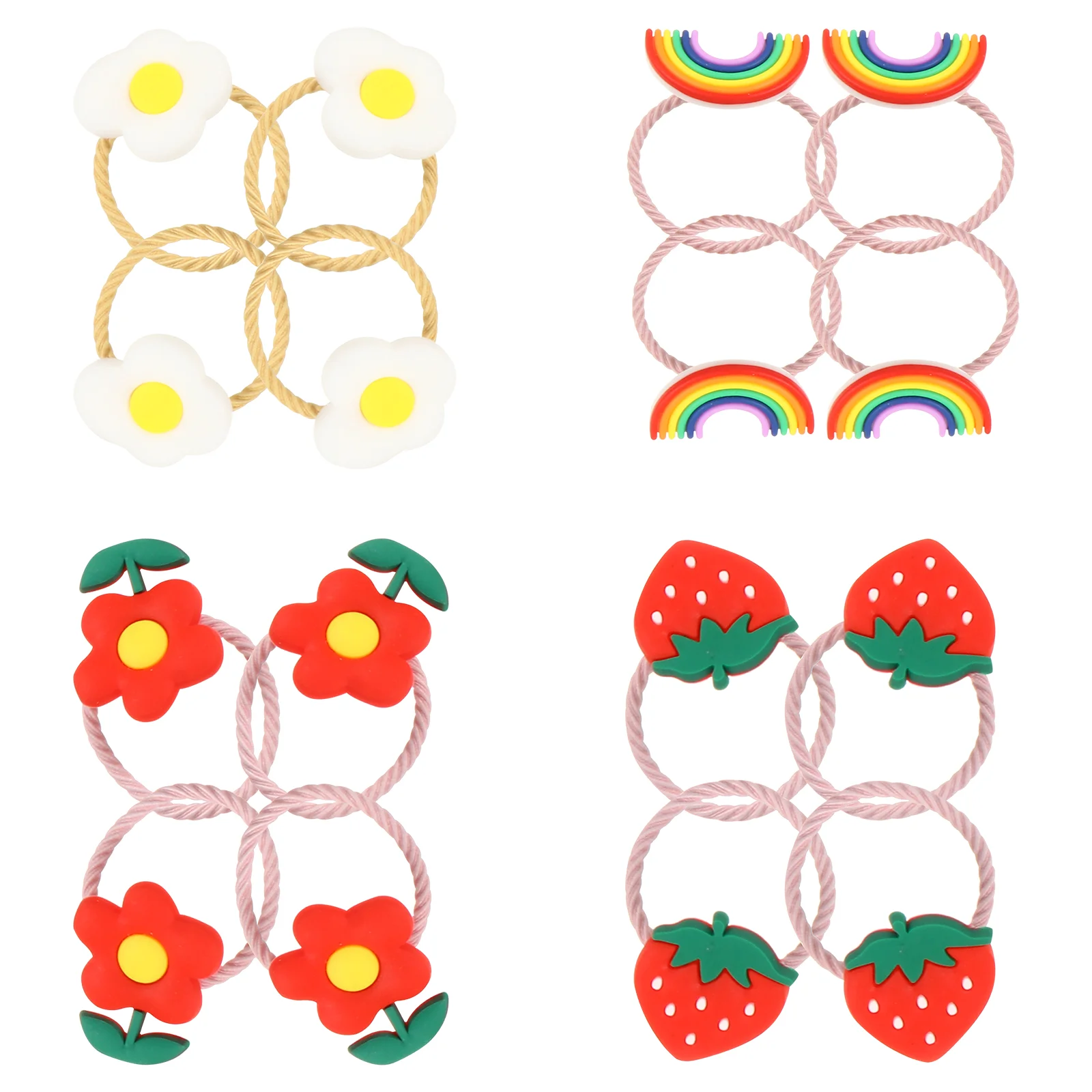 

16 Pcs Children's Fruit Hair Tie Supplies Toppers Girl Useful Bands Resin Ornaments Ties