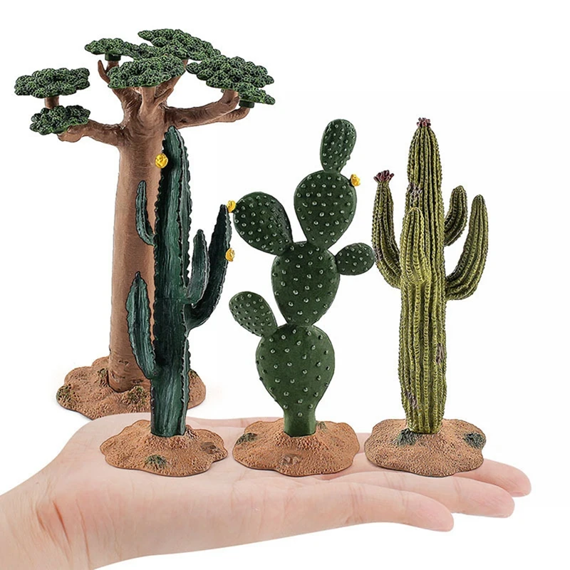 Simulation Green Plant Cactus Tree Baobab Bush Model DIY Scene Props For Kids Cognitive Toys