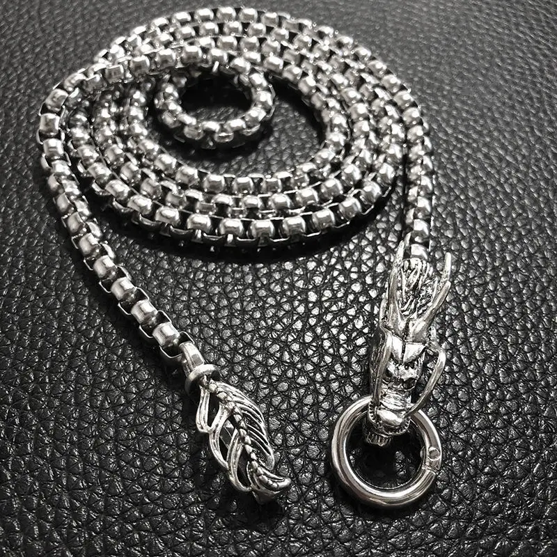 Braccialetti con ciondoli testa di drago EDC Frusta per autodifesa Collana in acciaio al titanio Catena di moda Vita Ragazzo Gadget per uomo Regali fantastici