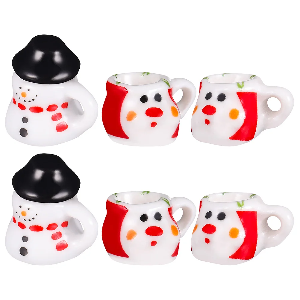 2 conjuntos de chá de boneco de neve de cerâmica em miniatura conjunto realista pequenos bules de porcelana casa de bonecas cozinha fingir jogar acessórios