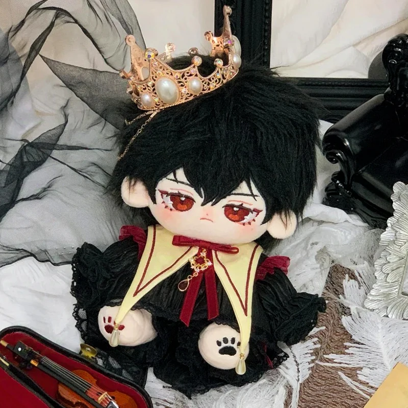 20 cm Plüsch Puppe Kleidung Cool Der Kleine Prinz Krone Schwarzes Hemd Rote Fliege Casual Hosen Pyjama Set Für Puppe zubehör Spielzeug