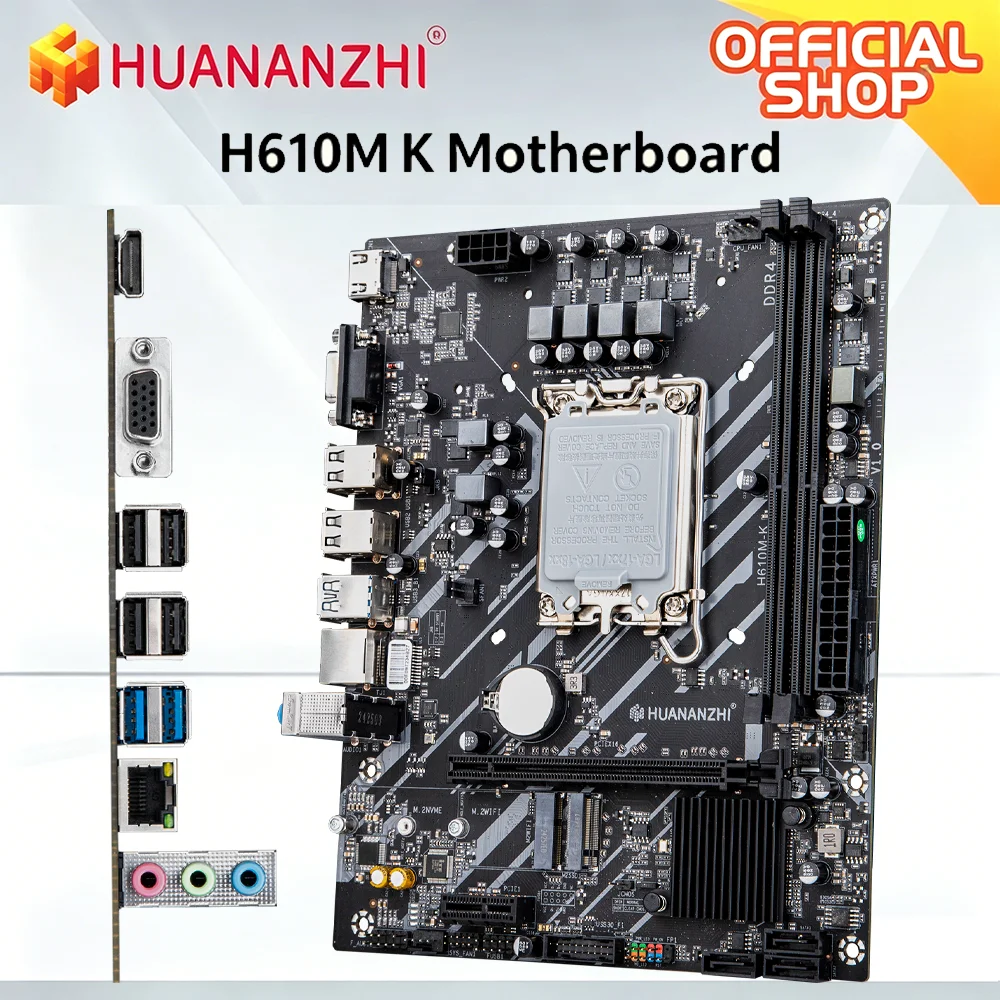 Kit Combo de Placa-Mãe HUANANZHI H610 LGA1700, Para CPU Intel Core de 12ª Geração, RAM DDR4 Máx. 64GB para Desktop