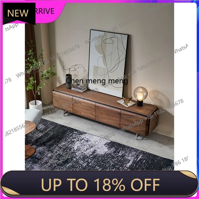 

C88 Italian walnut TV cabinet coffee table combination solid wood light luxury living room floor TV cabinet