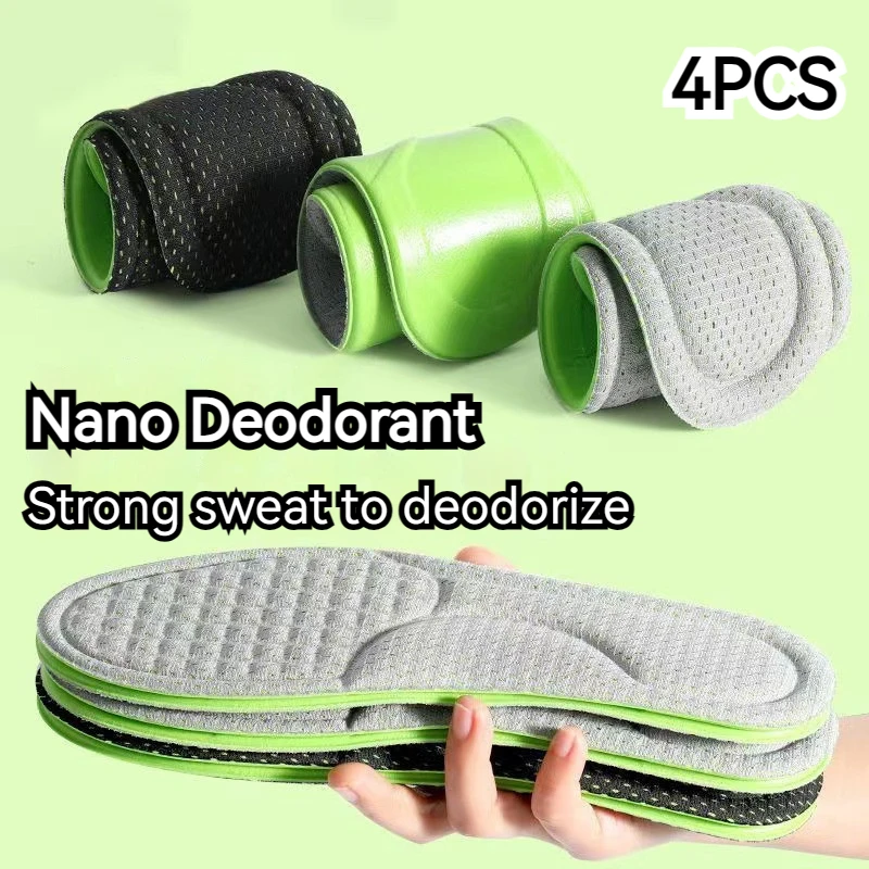 4PCS Soft Memory Foam Insoles for Shoes Sweat-Absorbing Breathable Deodorant Insole for Feet Orthopedic Sponge Shoe Inserts Pads