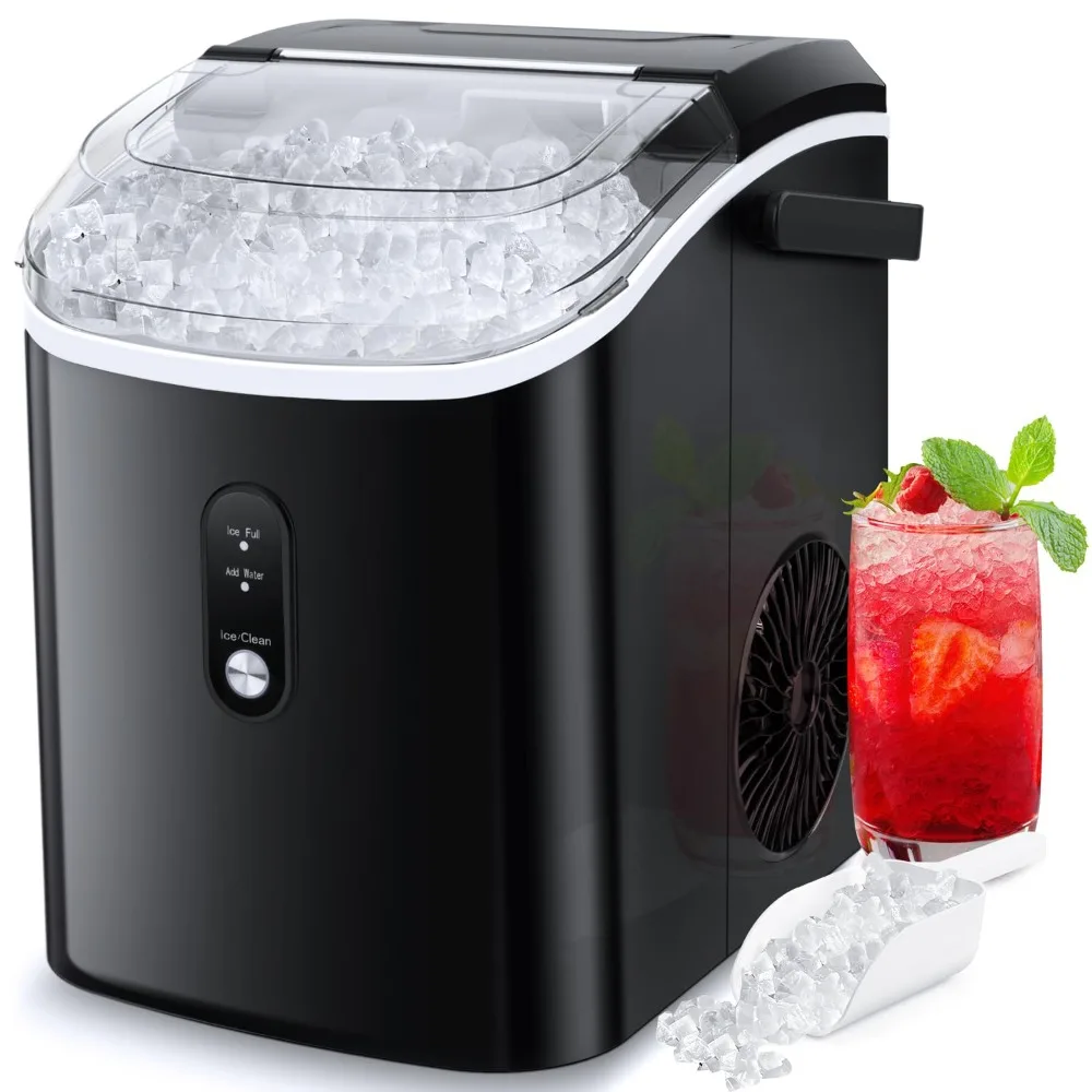 

Nugget Ice Maker Countertop, Chewable Pebble Ice 34Lbs Per Day, Crunchy Pellet Ice Cubes Maker Machine