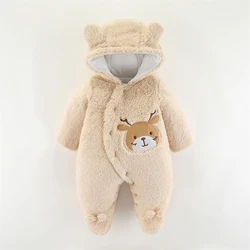 0 3 6 9 12 Months Newborn Baby Rompers Cute Christmas Elk Plush Infant Girl Overall Jumpsuit Autumn Winter Warm Baby Boy Clothes