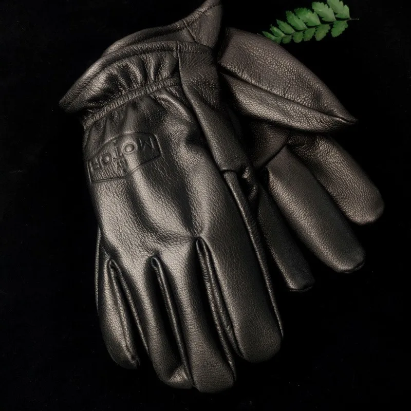 Guantes de alta calidad para hombre y mujer, manoplas de cuero de vaca de primera capa, resistentes al desgaste, estilo Retro, ideal para conducir y acampada en motocicleta, 1 par