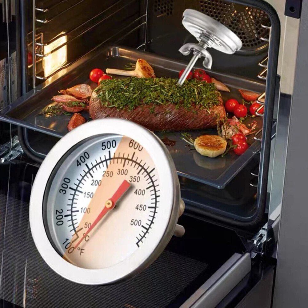 50~500℃ Grill Thermometer 100 ~ 1000 Fahrenheit 50℃~400℃/100F~1000F Celsius 50~500℃ Color: Silver Material: Stainless Steel