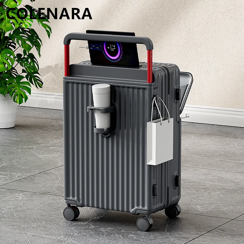 COLENARA USB Charging Suitcase Front Opening Boarding Case Laptop Trolley Case 20