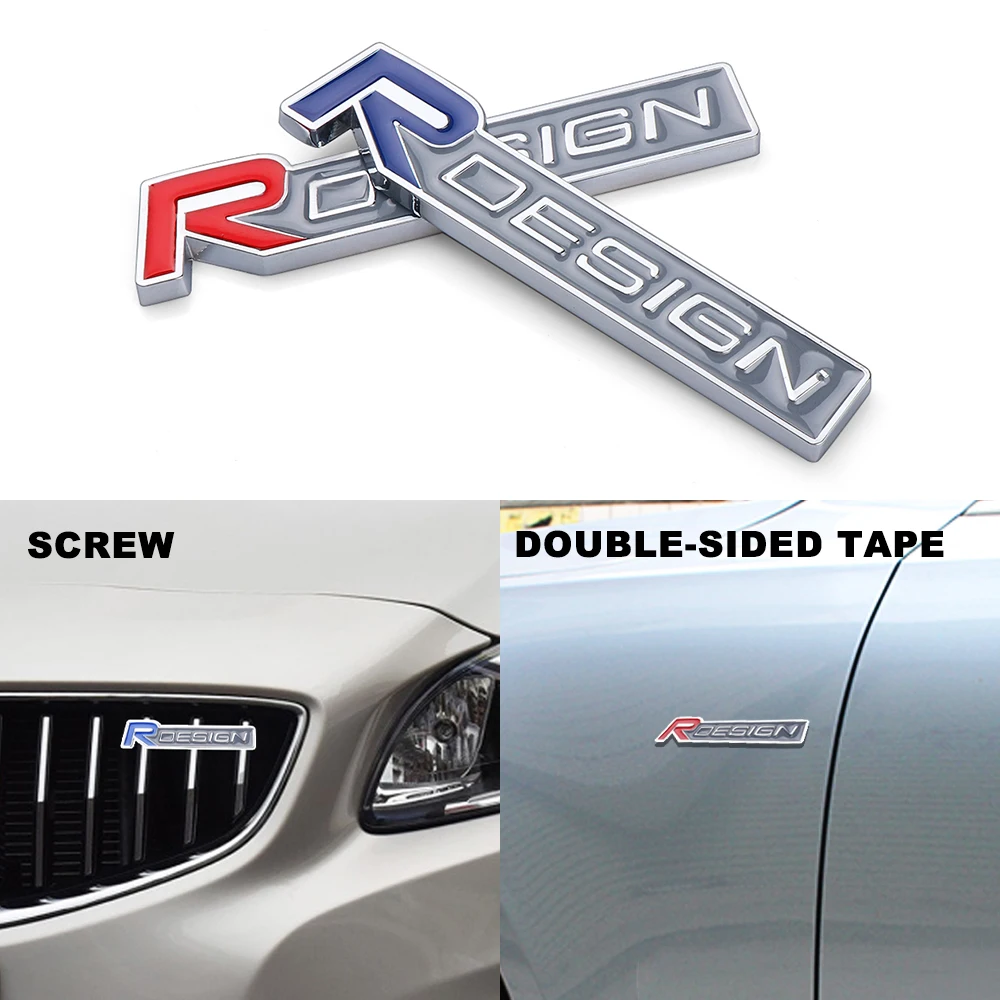 1pc 3D Metal R design Front Grill Car Badge Stickers Emblem Decal Decoration For Volvo XC60 V40 S60 V50 V60 C30 XC40 S80 S70 S40