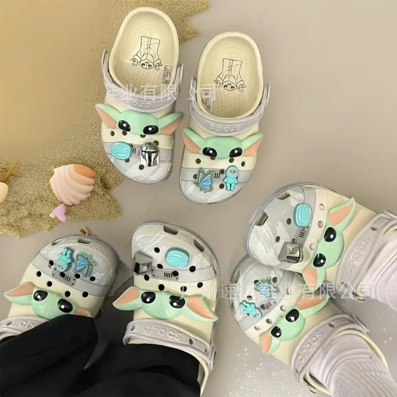 

In Stock Miniso Yoda Baby Hole Sandals Slippers Sandals Kawaii Eva Anime Home Beach Shoes Summer Slippers For Adult Gift