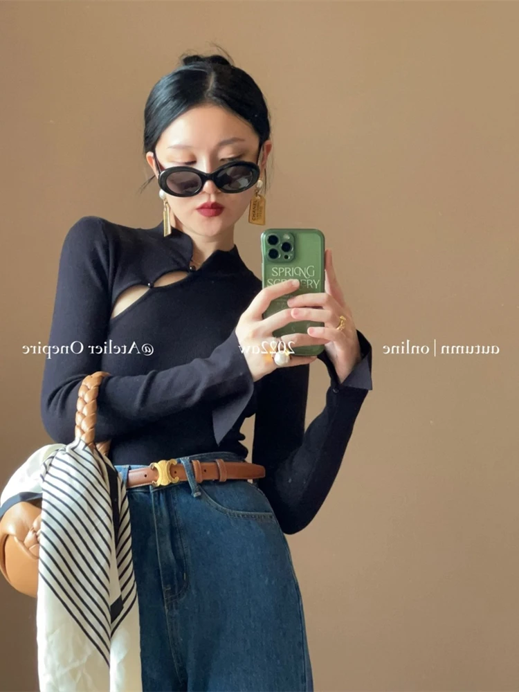 

Sweaters Jumpers Pullovers Womens Elegant Chic Woman Top Jerseys Beige Double Layered Sport Game Streetwears Patchwork