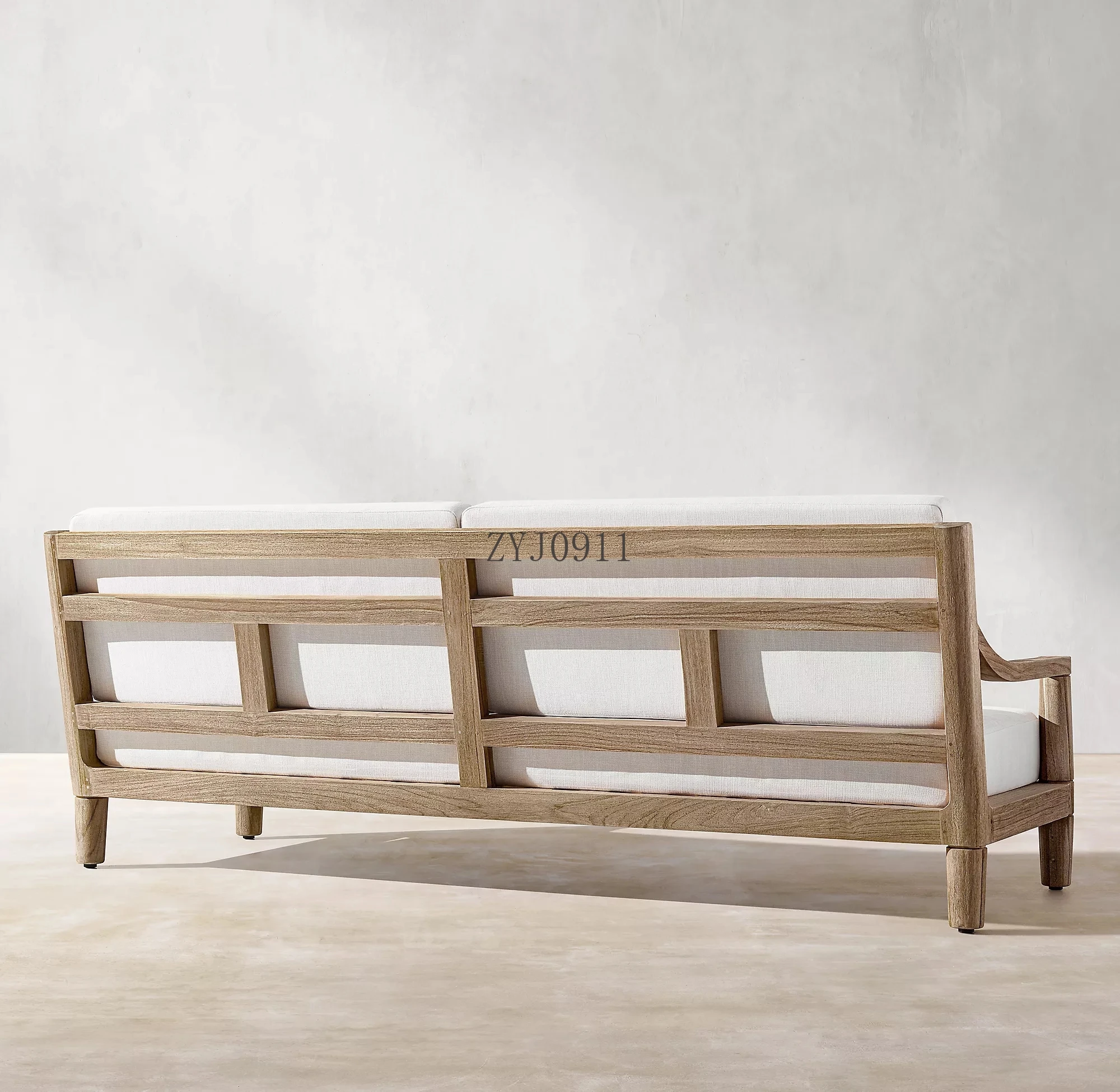 中国製家具クッション付きラウンジセットチーク材ソファテラスセット