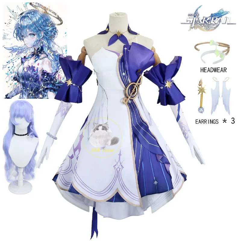 Robin Cosplay Honkai Star Rail Robin Cosplay Costume Uniform 3D Print Dress Wig Women Game Role Play Carnival Party Clothes Girl