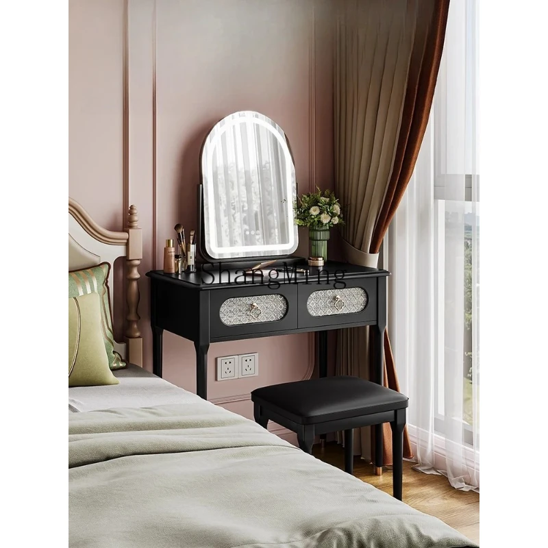 SM Retro Dressing Table Small Apartment Bedroom New Makeup Table Black Small Makeup Desk