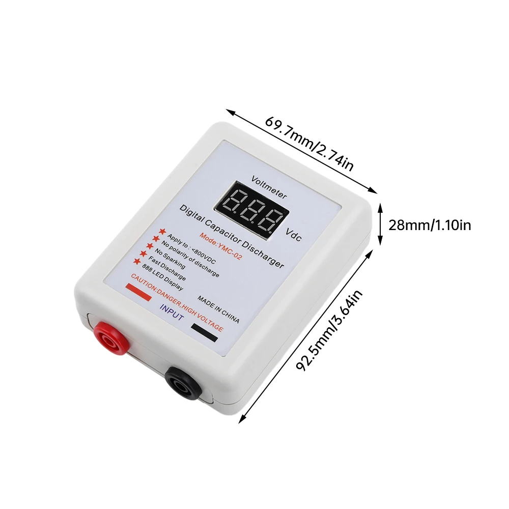 800V Digital Capacitor Voltage Tester Fast Discharger High Volt Discharging Tool Electronic Repair Display Matenance Protection