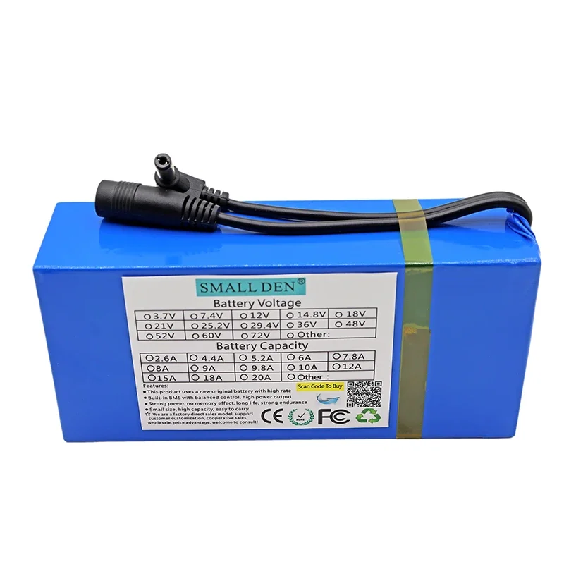 18650 3S4P12V10A lithium battery Built-in BMS 10000mah High capacity DC plug Carrying belt rechargeable battery+12.6V 1A charger