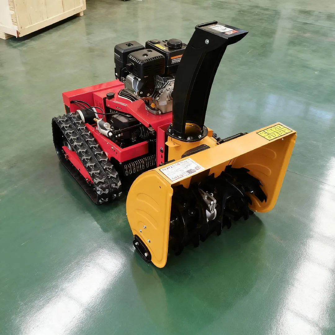 Intelligent Remote Control Robotic Lawn Mower Self-Propelled with Rubber Crawler Snowplow and Snow Sweeper Features