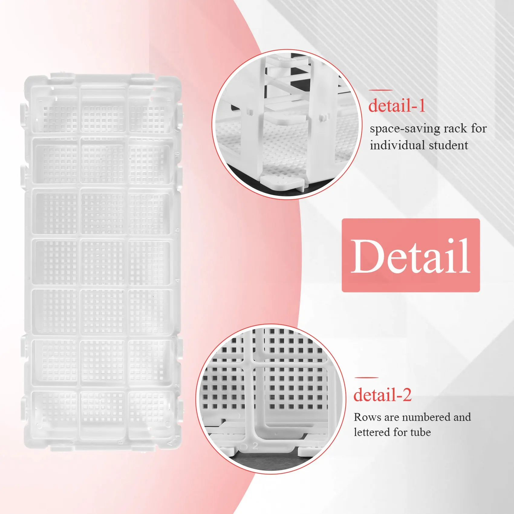BVBV Plastic Test Tube Rack for 30mm Tube, 21 Well, White,Detachable (21 Hole)