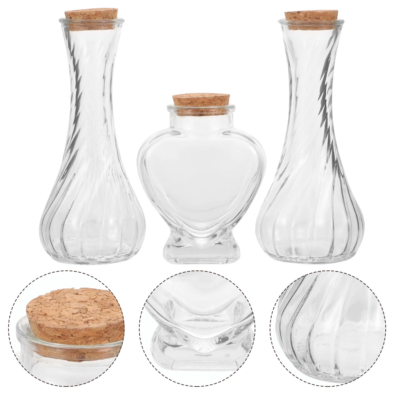 3 Pcs Decoration Sand Ceremony Bottle Set Glass Microlandscape Cork Empty Container Transparent Drift Bride