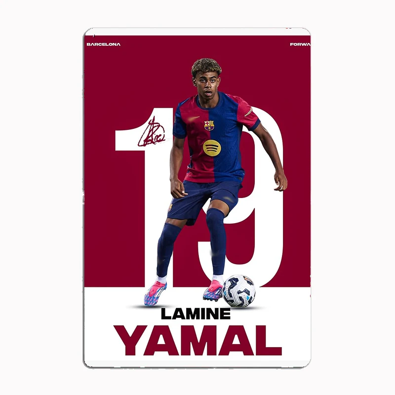 Lamine Yamal Minimalist Football Player Retro Metal Poster Sign Club Mural Wall Art Plaque Tin Sign Room Decoration Home Decor