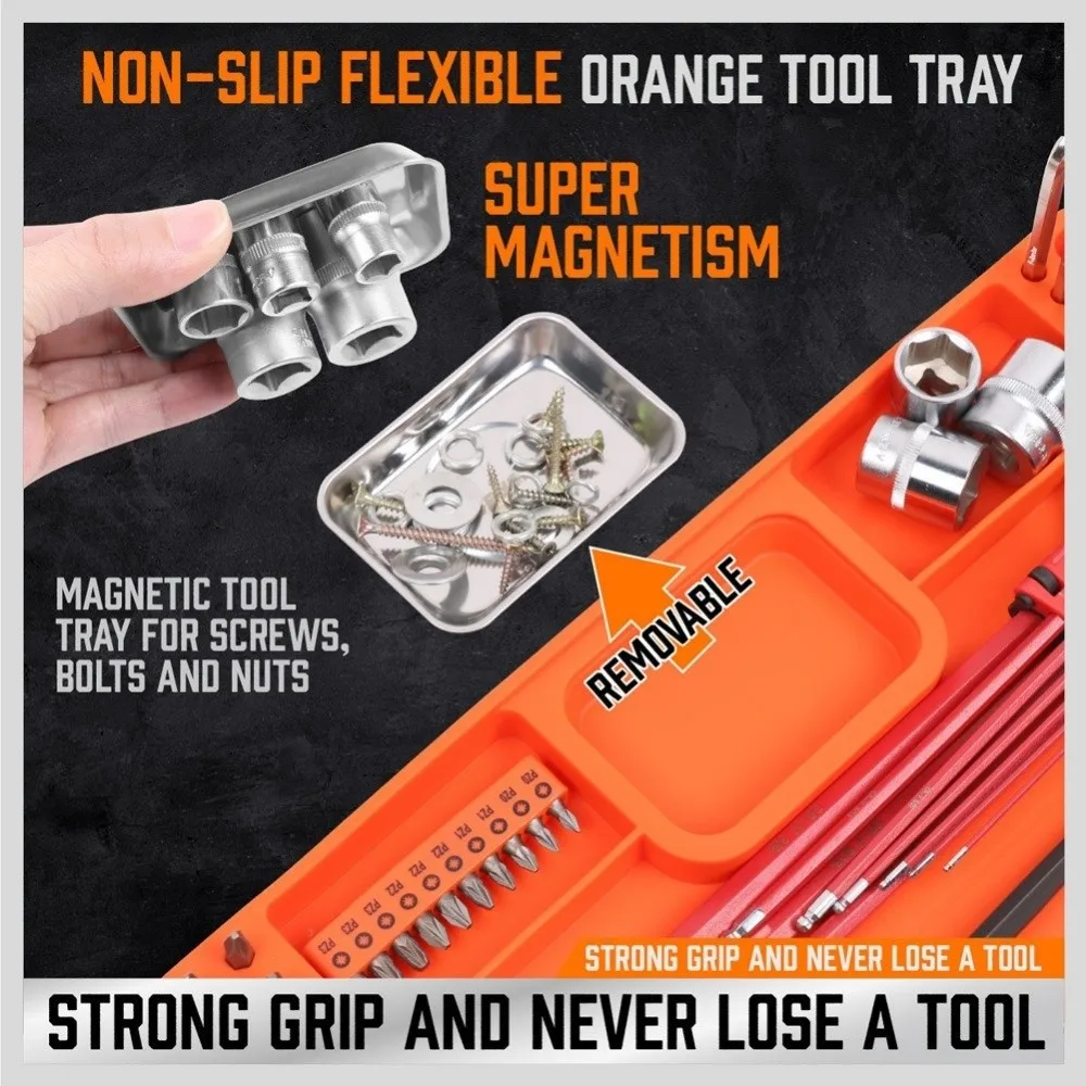 Silicone Magnetic Tool Mat Heat Resistant Non-Slip Tool Holder Tray With Small Plate Small Square Plate Tool Storage Holder