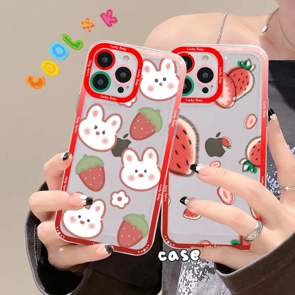 Summer Strawberry Fruit Phone Case For Samsung S 20 21 22 23 lite plus ultra Clear Mobile Cover Funda