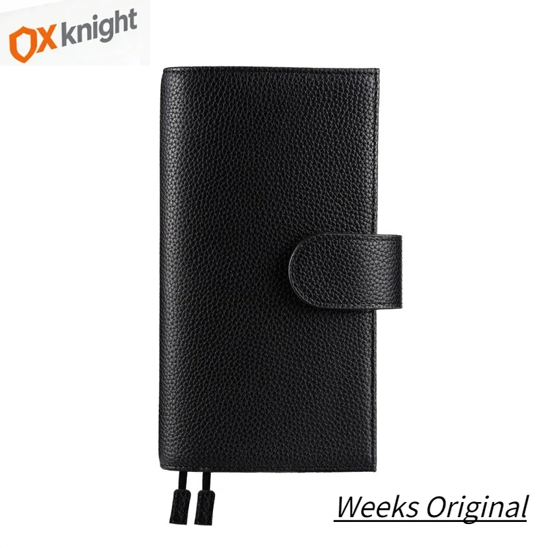 

OX KNIGHT 2026 Новая оригинальная обложка для блокнота из кожи с текстурой личи, еженедельный планировщик для Hobonichi с задним карманом, канцелярские товары для дневника