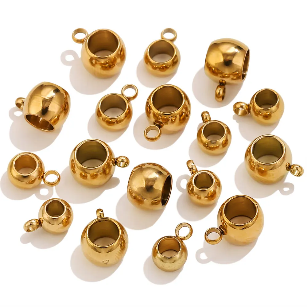 20 sztuk/partia ze stali nierdzewnej złoty kolor złącza kaucje koraliki Fit europejska bransoletka Charm wisiorki 8mm/6mm komponenty do wyrobu biżuterii — zdjęcie 7