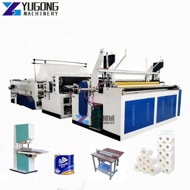 Full Automatic Kitchen Towel and Toilet Tissue Paper Roll Making Machine Toilet Paper Making Machine