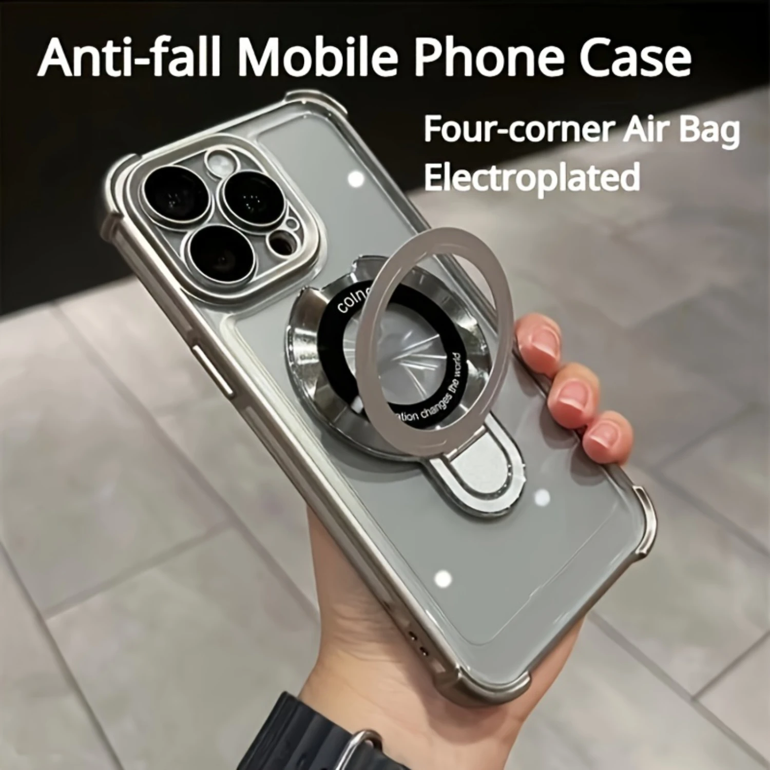 

Four-Corner Air Cushion 13 14 15 Pro Max Plus Silicone Case - Shockproof, Anti-Scratch, Compatible, Electroplated Lens Protect