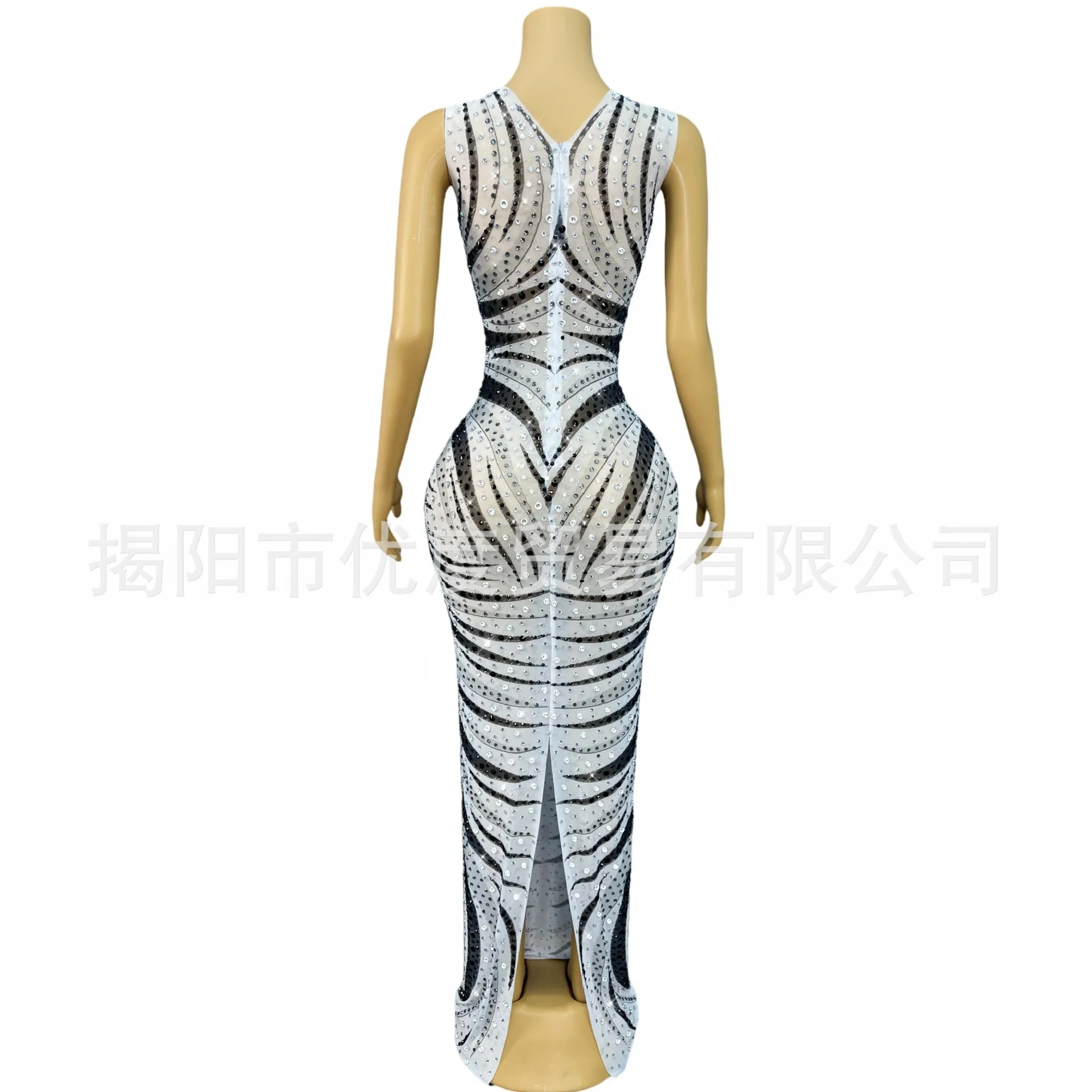 Tijger mesh strass jurk verjaardagsfeestje witte tijgerhuid vestidos para mujer elegantes vestidos de fiesta elegante Nakonador