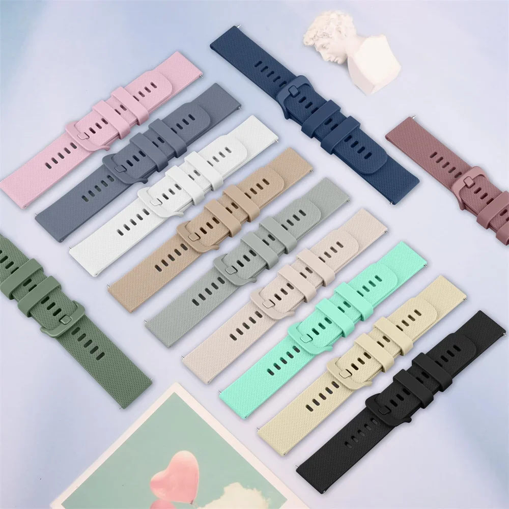 18mm/20mm/22mm straps For Amazfit bip 6/GTS 4/3/2/4 Mini/GTR 4/3 Pro/2/2e Sport Silicone Bracelet for Samsung Galaxy/HUAWEI band
