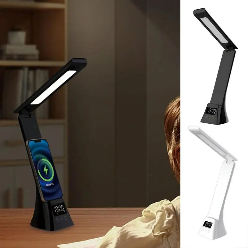 Imagem -03 - Recarregável Led Desk Lamp Home Desk Light com Alarme Relógio Dobrável Candeeiros de Mesa Touch Control Data Temperatura Braço Quarto