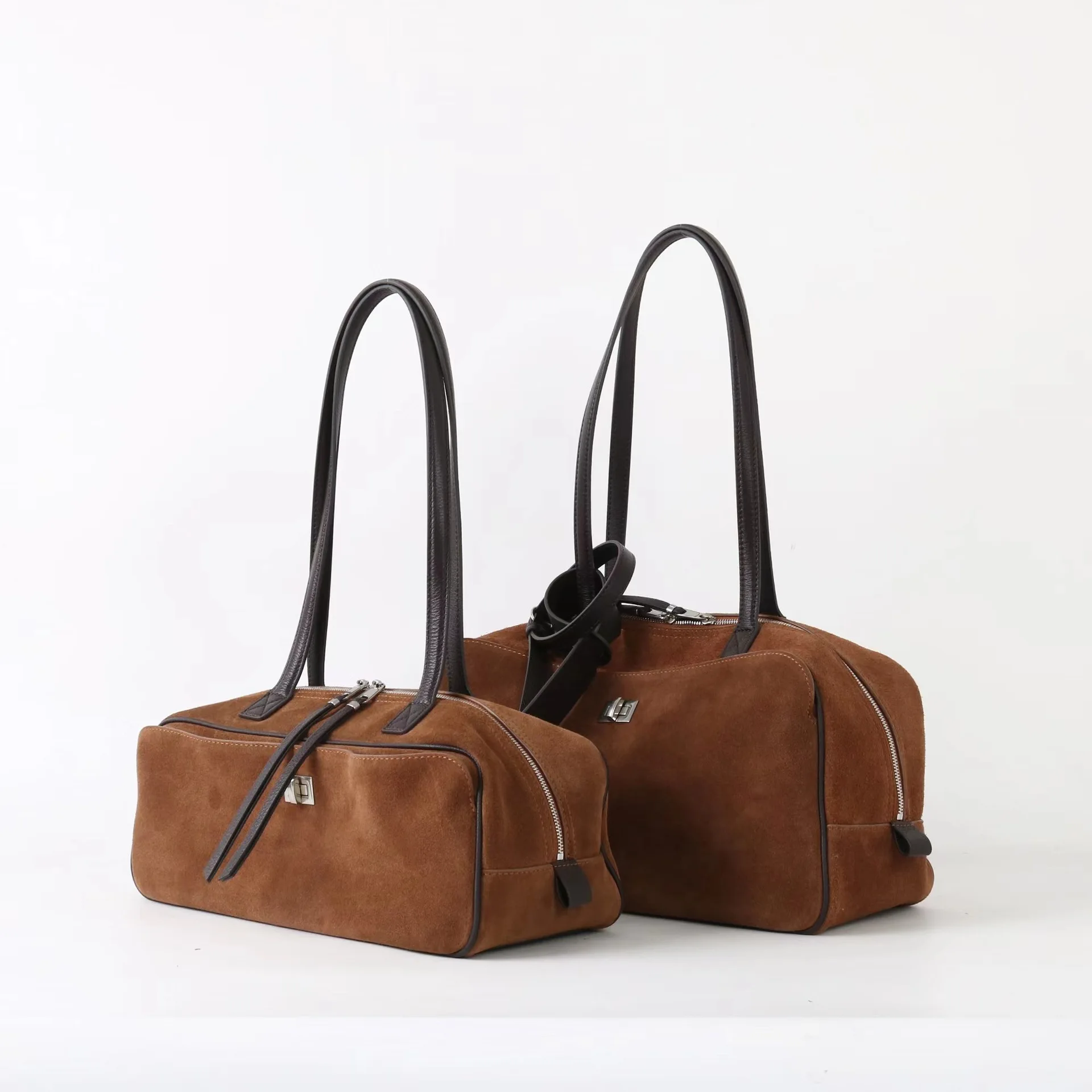 

Frosted cowhide Boston Women's Bag Autumn New Leopard Suede Antique Large Capacity Fashion Hand-Laundry Single Shoulder Tote bag