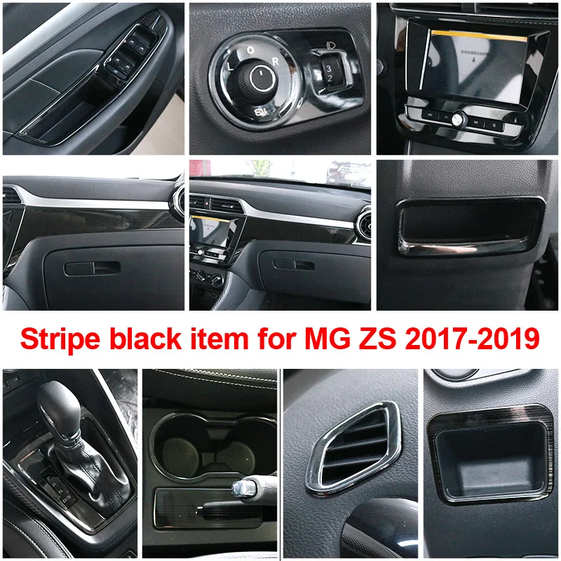 

Stripe Black Item for MG ZS 2017-2019 Interior Trim Gear Panel Central Control Glass Switch Decorative Frame Stainless Steel