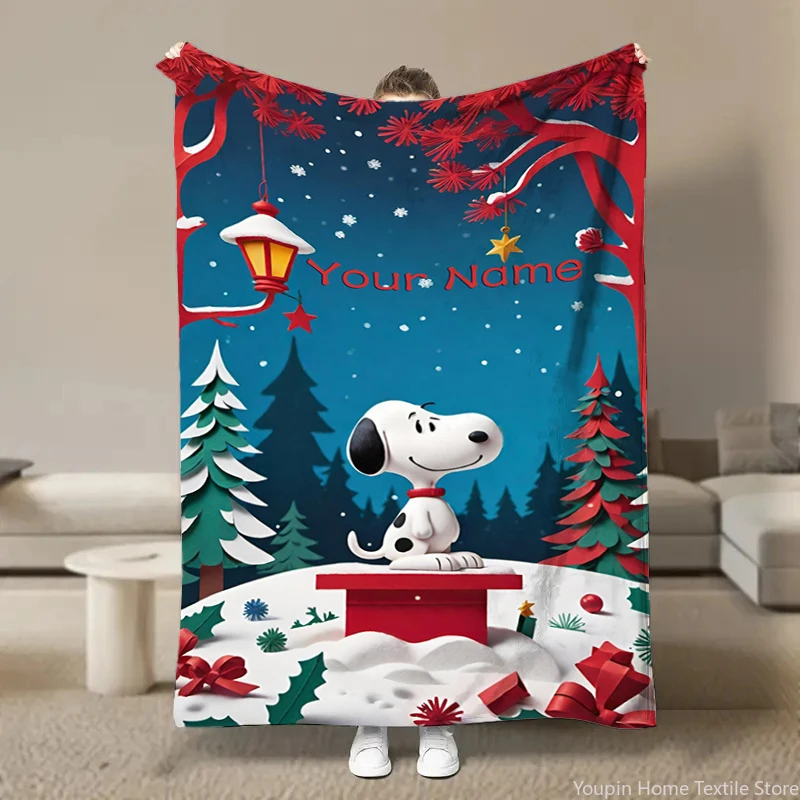 Couverture Personnalisée avec Nom, SnoAmendements, Chien de Dessin Animé, en Peluche Douce, Glutnel, pour Lit, Canapé, Cadeau pour Enfant