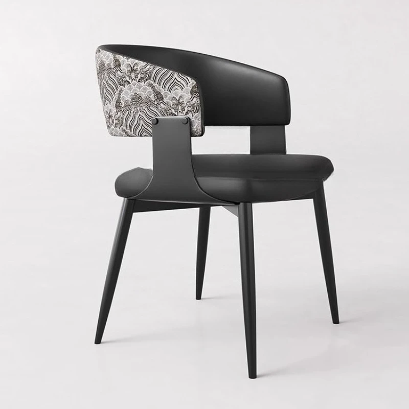 

Mid-Century Modern Dining Chairs Retro Designer Living Room Seating Luxury Backrest Kitchen Chairs Leather Dining Room Furniture