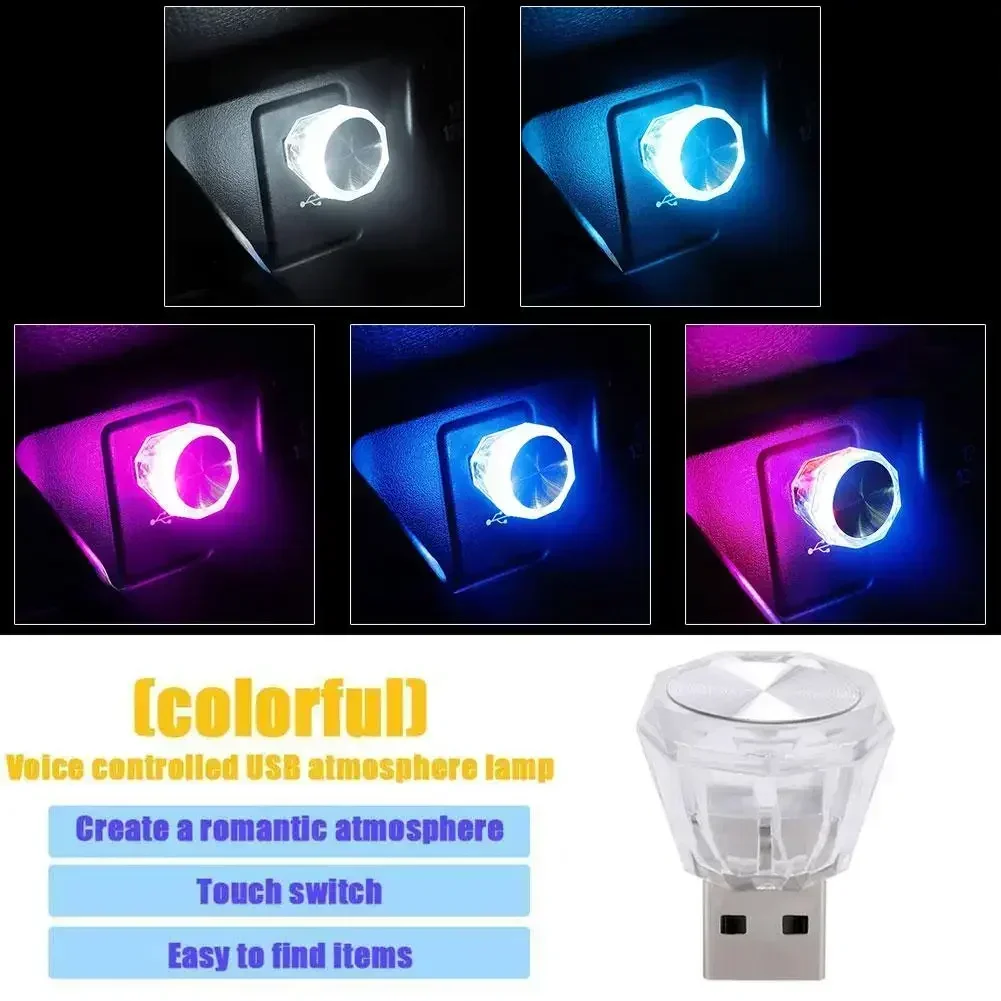 

Car Cigarette Lighter USB Atmosphere Light LED Mini Colorful Night Light Wiring-Free Interior Lighting Supplies Accessories
