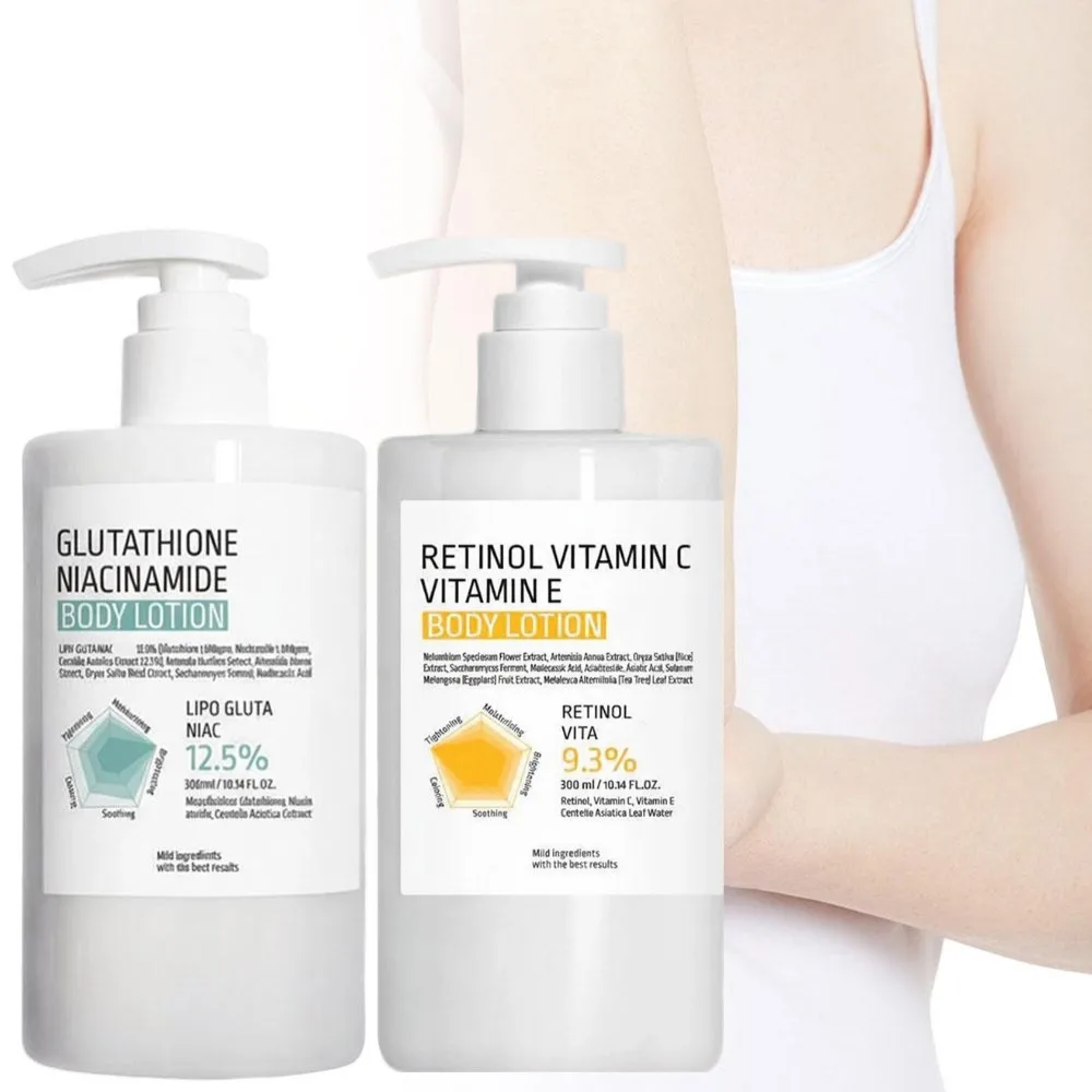 Glutathione Niacinamide Nourishing Body Lotion 300ml Deep Hydrating Gentle Cream Brightening Repair Rough Dry Body Skin Care