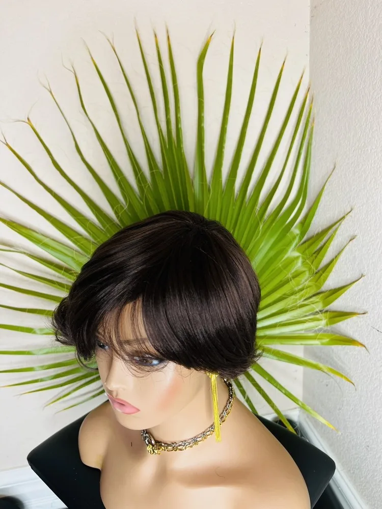 شعر مستعار بني جزء جانبي قصير عالي الجودة من الشعر الاصطناعي المقاوم للحرارة بشكل جيد