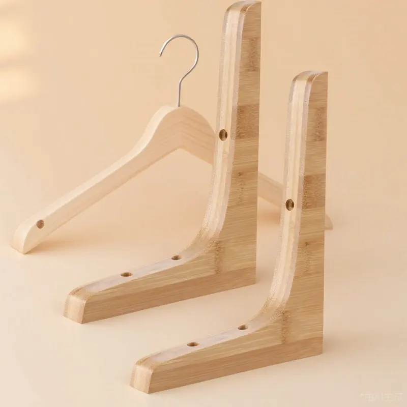 2Pcs Triangle Bamboo Shelf Bracket Heavy Duty Wall Shelf Support Bracket for Multi Layer Potted Plants Display Decor