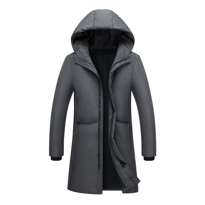 2023 Winter Men's Korean Simplified Medium Length Thickened Hooded Down Jacket