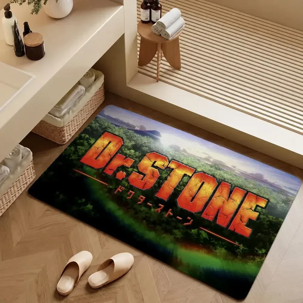 Senku Floor Anime Mat Soft Science Dr. Flannel Entrance Doormat Kohaku Non-Slip Washable Gen Rug STONE Bedroom Home Decor