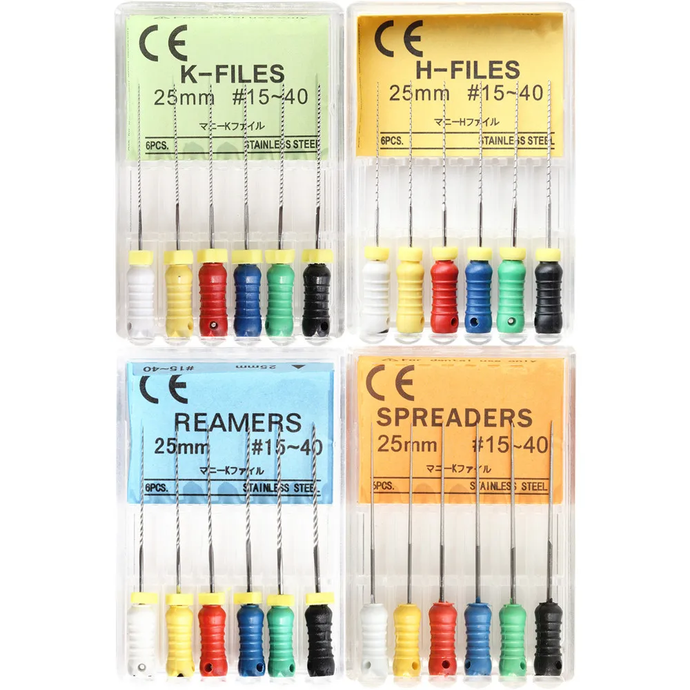 

Набор из 3 упаковок: стоматологические H-файлы, K-файлы, расширители (21/25/31 мм, 15-40 шт.), конические пальцевые расширители, эндодонтические K-файлы для корневых каналов, ручные, для стоматологии