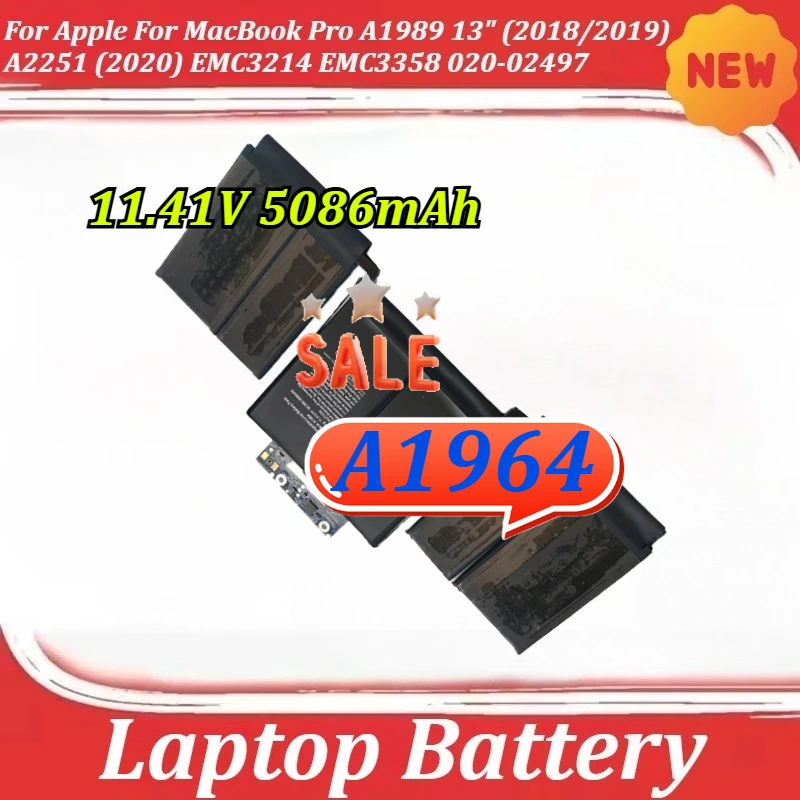 

A1964 for Apple for MacBook Pro A1989 13" (2018/2019) A2251 (2020) EMC3214 EMC3358 020-02497 MR9Q2LL/A Battery 11.41V 5086mAh